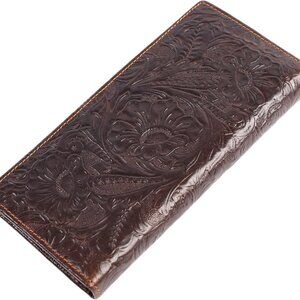 Womens Ladies Genuine Leather Wallet Long Embossing Bifold Wallet Clutch Purse